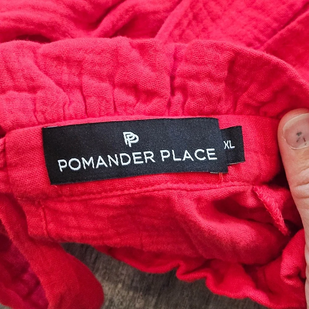 Pomander Place Morgan Gauze Tiered Mini Dress Size XL Red Sleeveless Tie‎ Back
